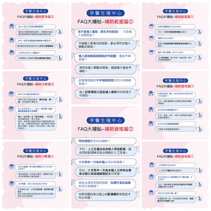 試管嬰兒補助FAQ大補貼