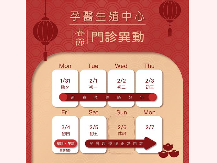 春節連假休診公告